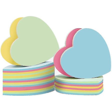 Hjerteformede selvklebende lapper - 10 pakker med selvklebende notatblokker, fargerike søte post-it-lapper for kontor, hjem, kjøkken, skole - Hjerter