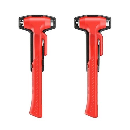 2-pak bilrudeknuser og sikkerhedsselekniv, bilens nødudgangsværktøj med glasknuser sikkerhedsselekniv, 3-i-1 bilsikkerhedshammer, pre...