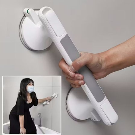 Sikkerhetsarmstøtte for eldre - trenger ikke å bore for installasjon, sklisikker baderomsgriper, dusjhåndtak, sugekopphåndtak for badekar og dusjer