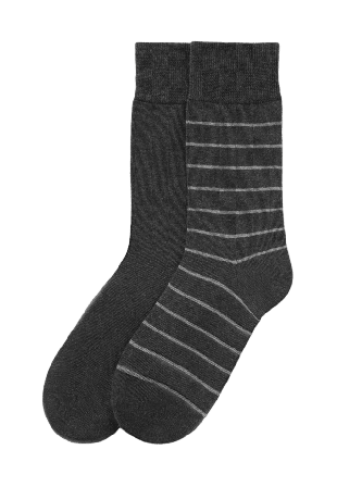 NORVIE Randiga strumpor, 2-pack Strumpor Grå 41/45