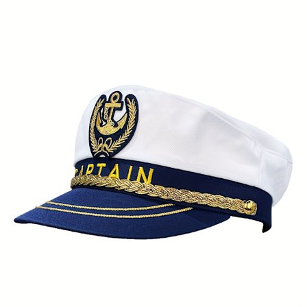 Justerbar marineblå caps med marineblå brem og gylne detaljer, ideell for utendørsaktiviteter, strandfester og cosplay-arrangementer