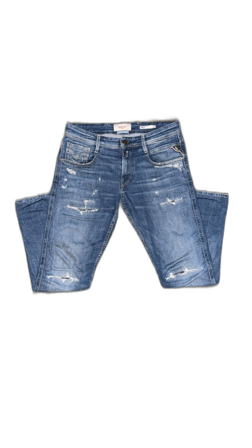 Replay Anbass blå jeans med slitningar