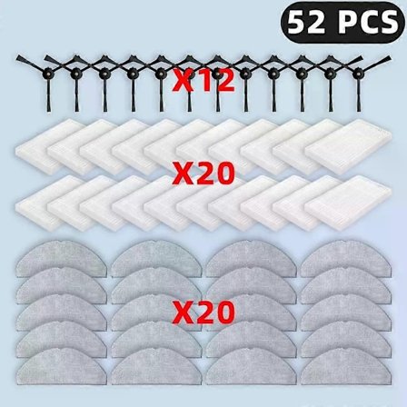 Passer til (TP-Link Tapo RV30 Max Plus / RV20 Max Plus) Reservedele Filter Sidebørste Moppeklud Støvpose Tilbehør-Xin
