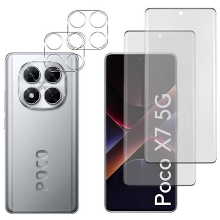 Härdat Glas - Phonillico - Xiaomi Poco X7 5G - Paket 2 - Skärm- och Kameraskydd - Rep-resistant