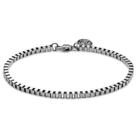 Essentials | Pulsera de cadena de caja cuadrada plateada de 3 mm para hombres - Pulseras de acero