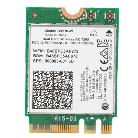 Intel 7265NGW 7265AC Dual Band Trådløst Nettverkskort M.2 Grensesnitt Bluetooth 4.0 Datatilbehør