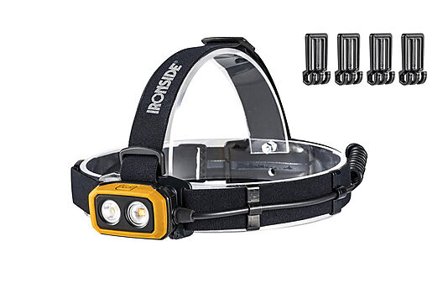 IRONSIDE Hodelykt Twin Beam 600lm oppladbar