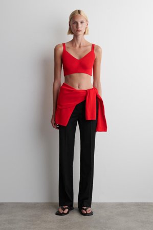 COS Femme Bralette En Maille De Coton in Rouge