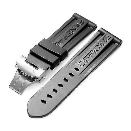 Svart klockarmband i silikon, ersättningsarmband för Panerai, med verktyg och stålstift