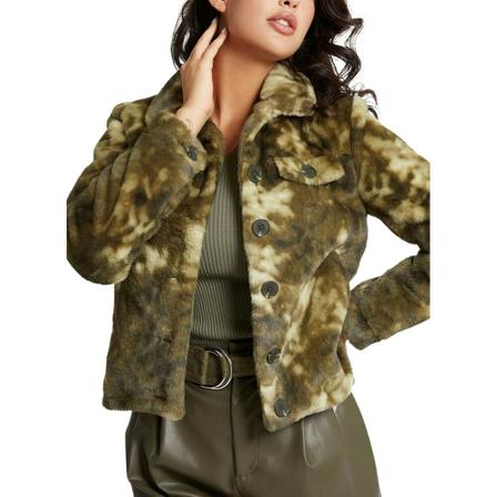 Guess, Synthetic fur jacket Groen, Dames, Maat:L,polyester