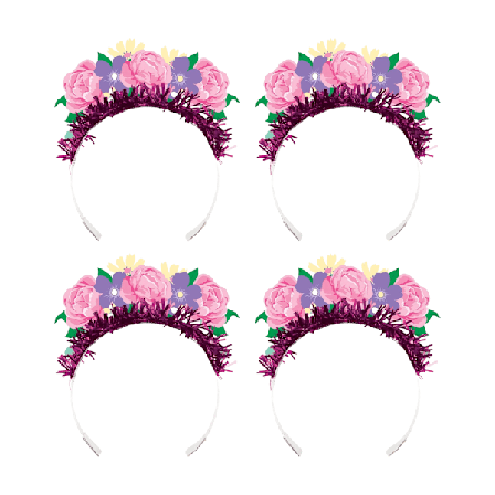 Kreativt party-fe-blommigt tebjudningstiara (4-pack) En storlek