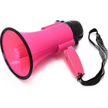 Bærbar megafon med justerbar volum, innebygd musikk og komfortabel reim, 30 watt