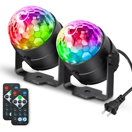 [2-pak] Diskokugle DJ Party Lys Lydaktiveret med fjernbetjening Stroboskoplys 7 tilstande Scenelys