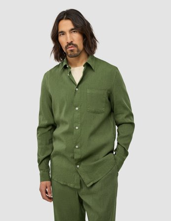 Shaping New Tomorrow - Refined Linen Long Sleeve Shirt - Clover Green - Herre - Størrelse XXL