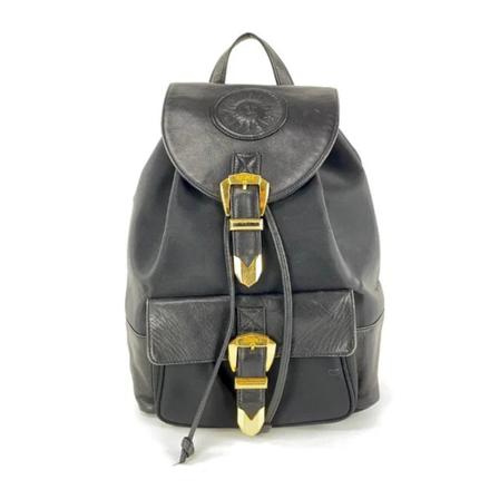 Versace Pre-owned, Pre-owned Leather backpacks Zwart, Dames, Maat:ONE Size