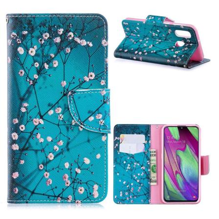 Wonderland Samsung Galaxy A40 etui - Træ med Blomster Pink