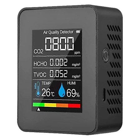 Bærbar luftkvalitetsmåler indendørs CO2-detektor 5 i 1 Formaldehyd Hcho Tvoc Tester Lcd Temperatu