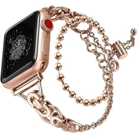 Apple Watch (45mm) moderiktigt klockarmband i rostfritt stål - Roséguld