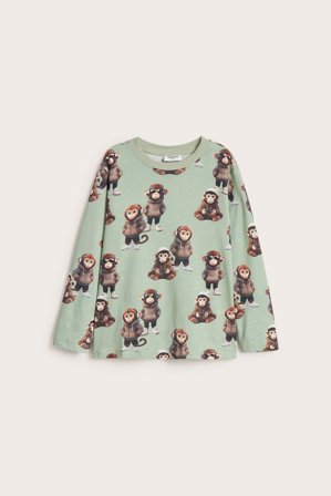 Kappahl | Mönstrad långärmad t-shirt | Mörkgrön