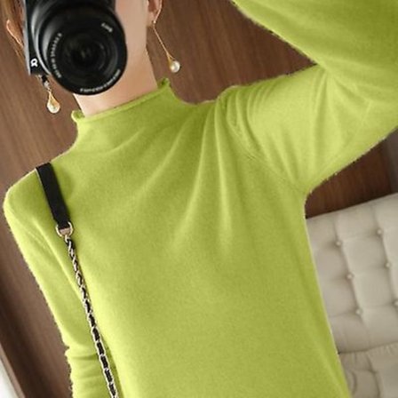 Polo Neck Damtröja Varm Höst Vinter Enfärgad Koreansk Stretch Slim Damtröjor Kashmirtröja Pullover Femme Basic Stickat