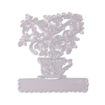 Metallskärande Dies Kopp Med Fågel På Träd Dies Skär För Scrapbook Papper Hantverk