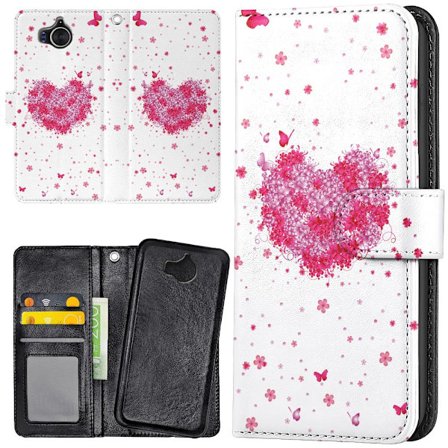 Huawei Y6 (2017) - Lommebok Deksel Blomsterhjerte