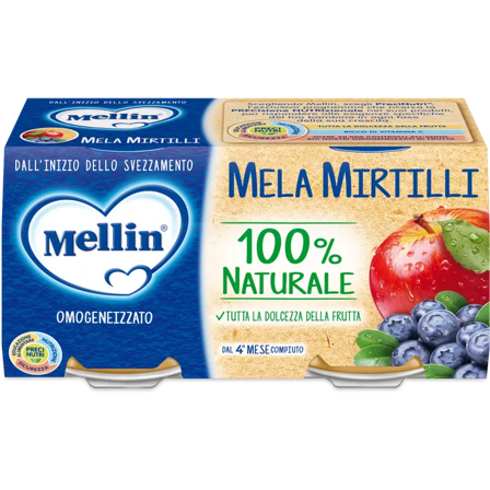 Mellin Omogeneizzato Mela/Banana/Mirtillo 2x100g 4Mesi+