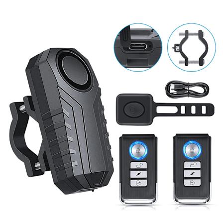 WSDCAM Cykelalarm Vandtæt USB Opladning Tyvealarm Baglygte Fjernbetjening Motorcykelalarm Sikkerhed Beskyttelse 110dB Type 9