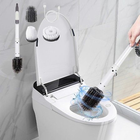 Elektrisk rengjøringsbørste med langt håndtak, gulvbørste, oppladbar, hjemme, baderom, mopp, toalettbørste, kjøkkenrengjøringsverktøy, 