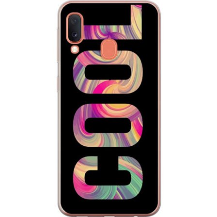 Yhteensopiva Puhelinkuori Samsung Samsung Galaxy A20e Nykytaiteellinen typografia taiteilu sanaa LOVE nestemäisissä sateenkaariväreissä mustaa tau