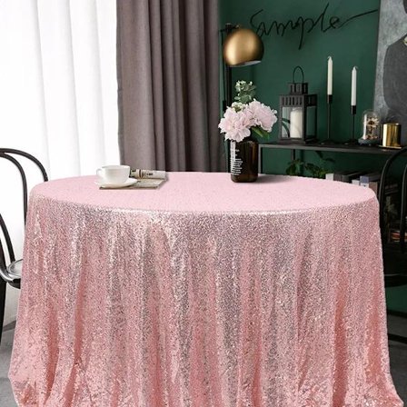NY-120cm Rund Sequin Glitter Dug Bryllupsfest Dekoration (Rose Gold)