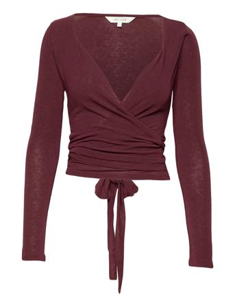Anne L/S Wool Wrap Top Langærmet T-shirt Rød Gai+Lisva