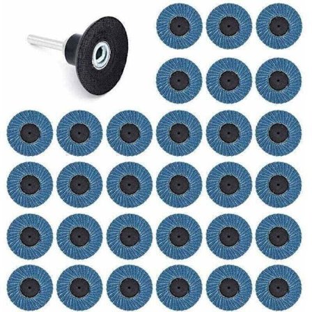 50 mm slibeskiver, 31 stk. 2 tommer lamelrondeller med korn 40, 60, 80 til slibning af metal og træ