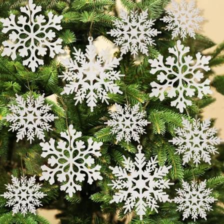 36 stk Jul Hvid Snefnug Plast Glitter Snefnug Ornamenter til vinter jul