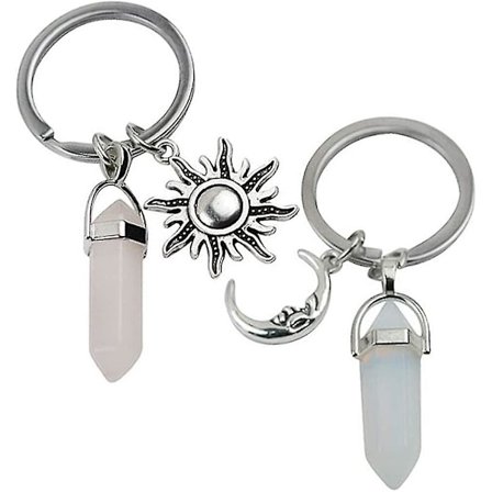 2 st Metall Nyckelring Hänge Sol Måne Sol Nyckelring Hänge Charm För Ryggsäck Väska