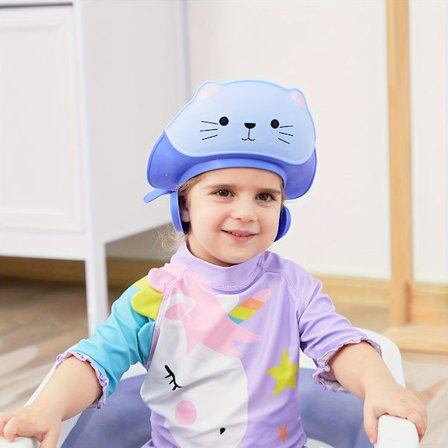 Lasten Söpö Kissa & Karhu Kylpyhattu 3-kerroksisella Rakenteella &, Korvien Tulvimisen Estojärjestelmällä, Pehmeät Pastellivärit (Pinkki, Sininen, 