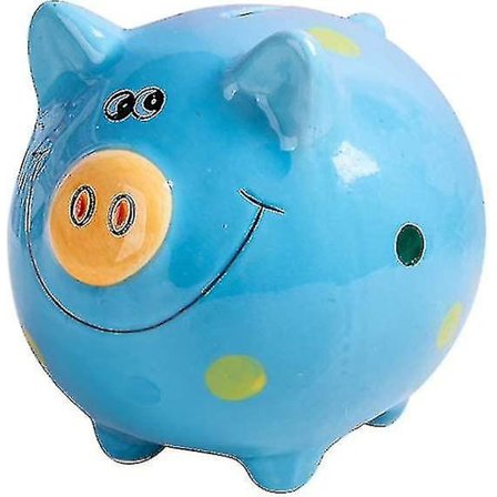 Keramisk Sparegris Til Børn Drenge Og Piger Unik Gave Børneværelses Dekoration Souvenir Porcelæn Sparegris Blå 12x12x10cm(5x5x4inch)