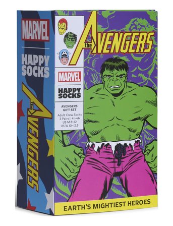 Happy Socks Marvel Avengers 3-Pack Socks Gift Set - Green - 36-40