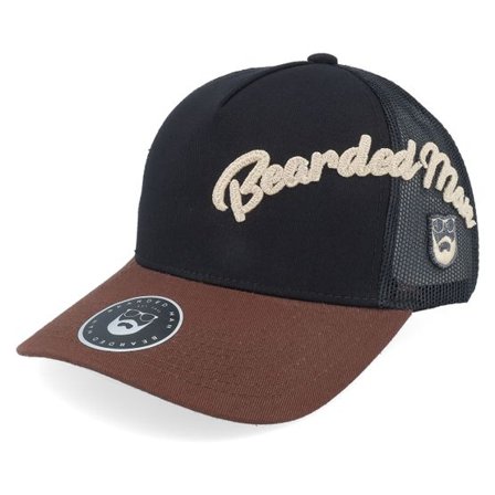 Bearded Man - Brun trucker Keps - Side Arch 3d Logo Black/Brown A-frame Trucker @ Hatstore