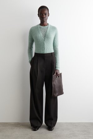 COS Women's Cardigan In Mohair In Maglia Traforata in Blu