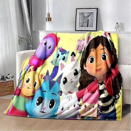 Tegneserie Søt Ga-bbys Dukkehus Jente Myke Tepper, Hold Varmt Kastepledd Komfortabelt Pledd for Pikniksenger Sofa Hjem Soverom[D]