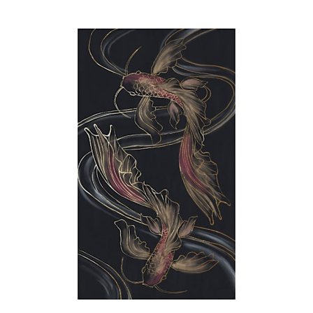 Lærredskunst med forelskede fisk, 70x120cm, flerfarvet