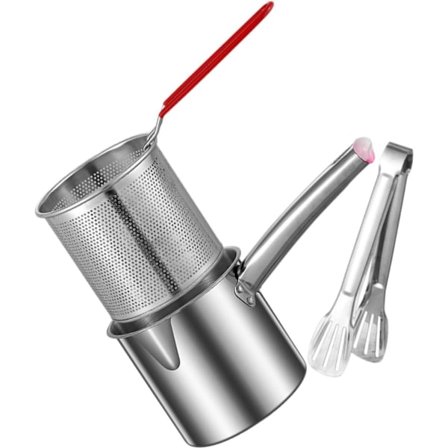 Lille Frituregryde - Frituregryde - 1,2L - Med Køkkenklemme - Oliebesparende - Egnet til Gas & Induktion