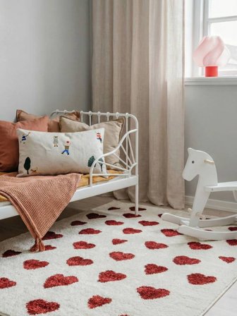 Heartbeat Barnmatta 100X160 Liten Off White/Röd
