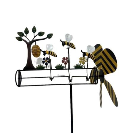 Metalli Bee Windmill Kolme pientä mehiläistä tuulimyllyä puutarhan koristelu
