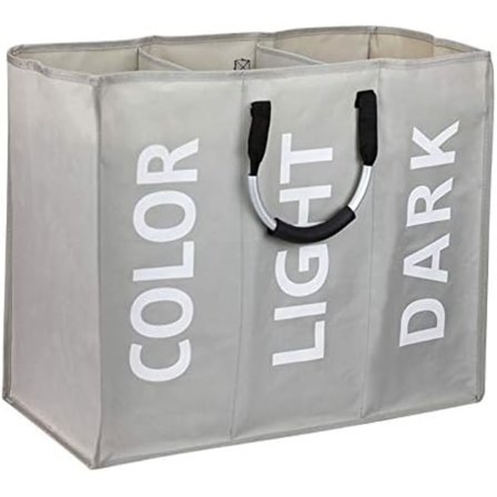 Dubbel tvättkorg med lock och avtagbara tvättpåsar