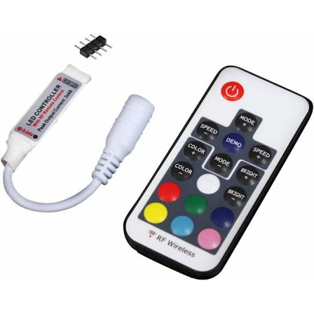 UltraBright RF fjernbetjening 17 taster trådløs fjernbetjening, 5V/12V/24V 12A mini-controller til RGB LED-strip