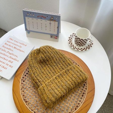 Strikkeluer Dame Varm Lue GUL