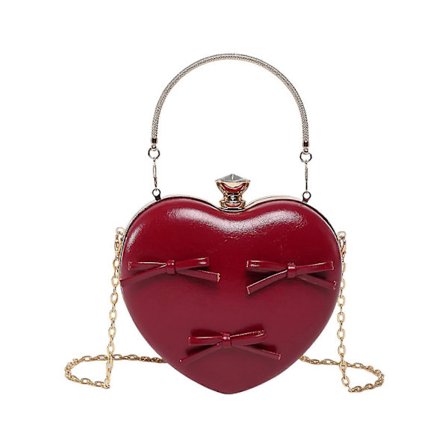 Sofistikerad Hjärtformad Aftonväska PU Handväska Rosetter Axelremsväska För Olika Tillfällen Med Gott Om Plats Röd Röd
