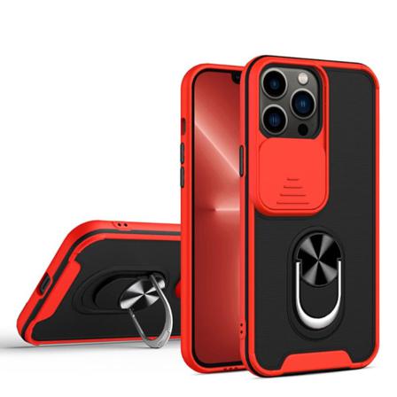Iphone 13 Pro - Camshield Ring Skal - Svart/röd